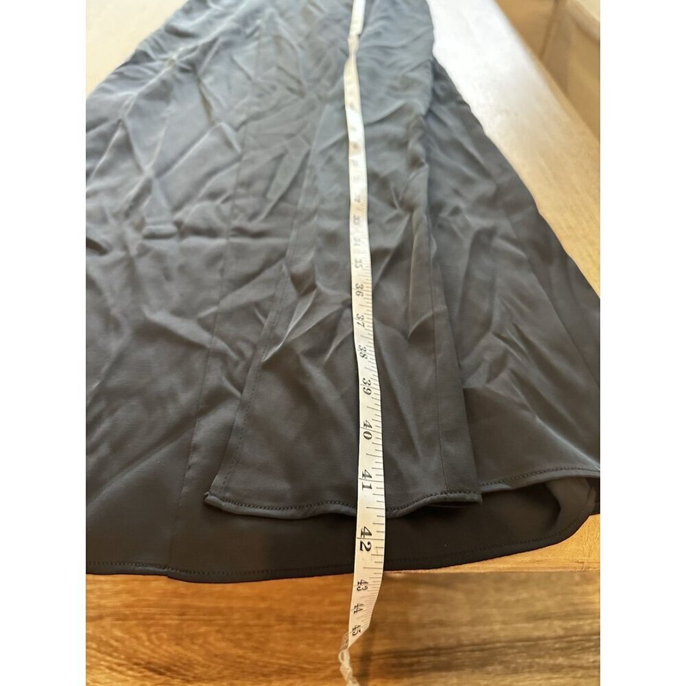 Abercrombie Black Satin Slip Midi Dress High Slit Size XS Formal Event Dance - Picture 9 of 9